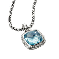 Pendant with Blue Topaz and Diamonds