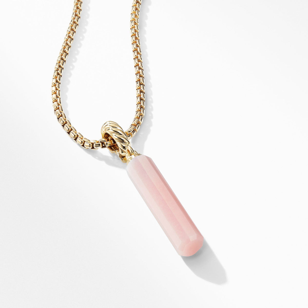 Barrel Charm in Pink Opal with 18K Gold