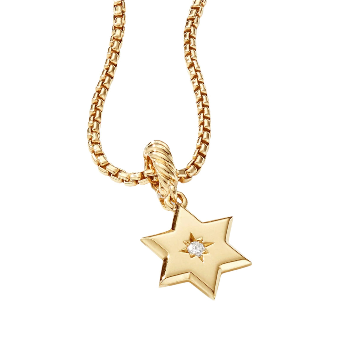 Star of David Pendant in 18K Yellow Gold with Diamonds