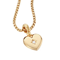 Compass Heart Amulet 18K Yellow Gold with Center Diamond, 11.3mm