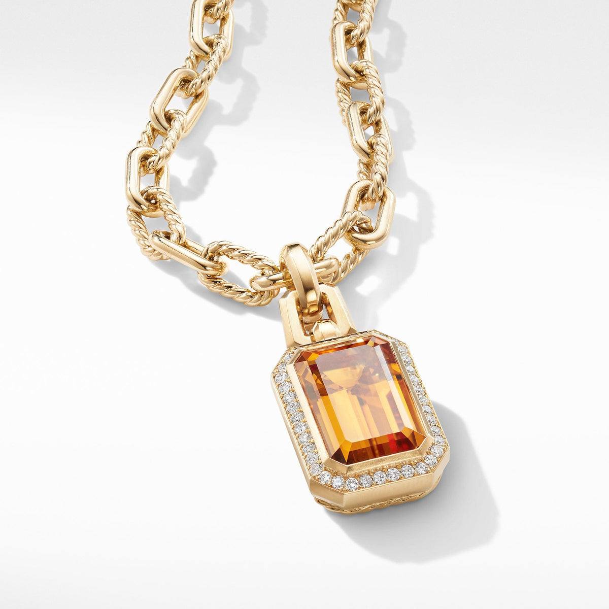 Novella Pendant in 18K Yellow Gold with Madeira Citrine and Diamonds