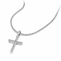 Cable Cross Pendant in Sterling Silver, 35mm