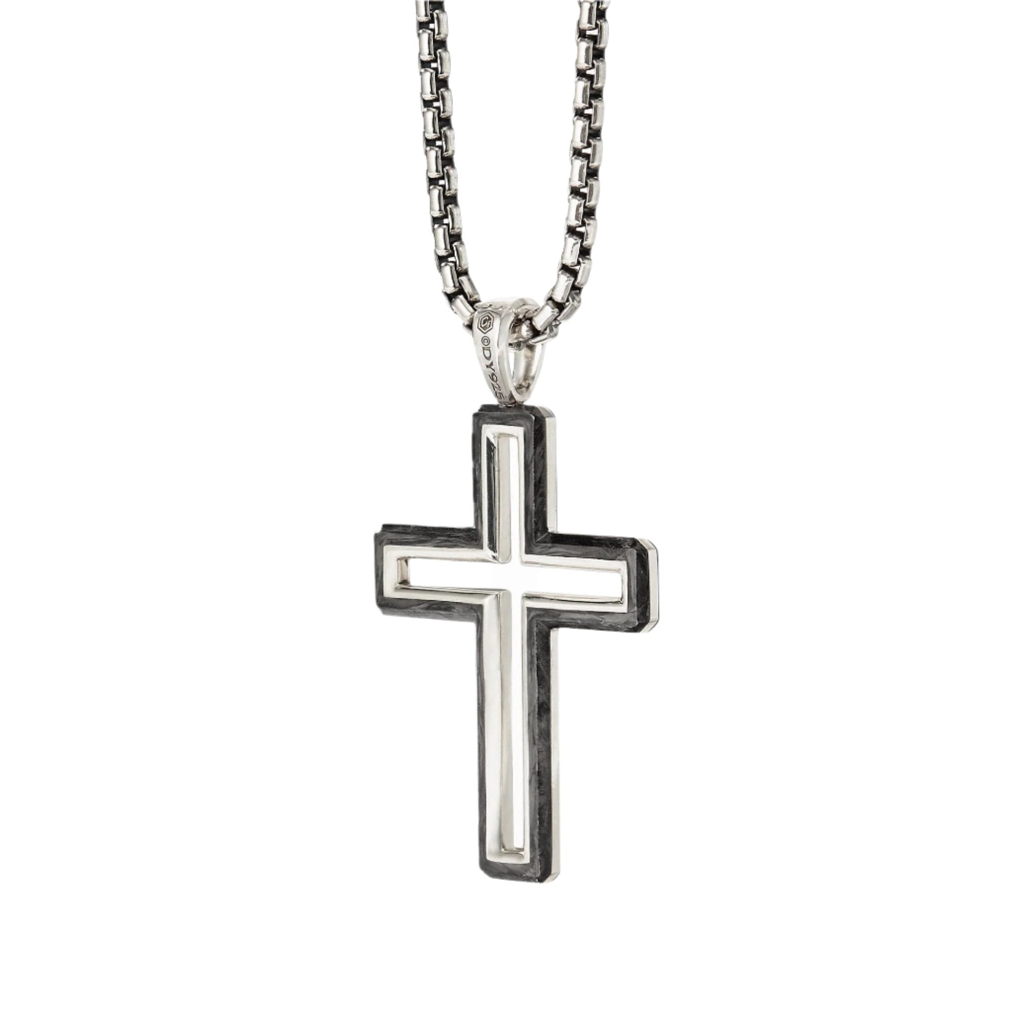 Forged Carbon Cross Pendant