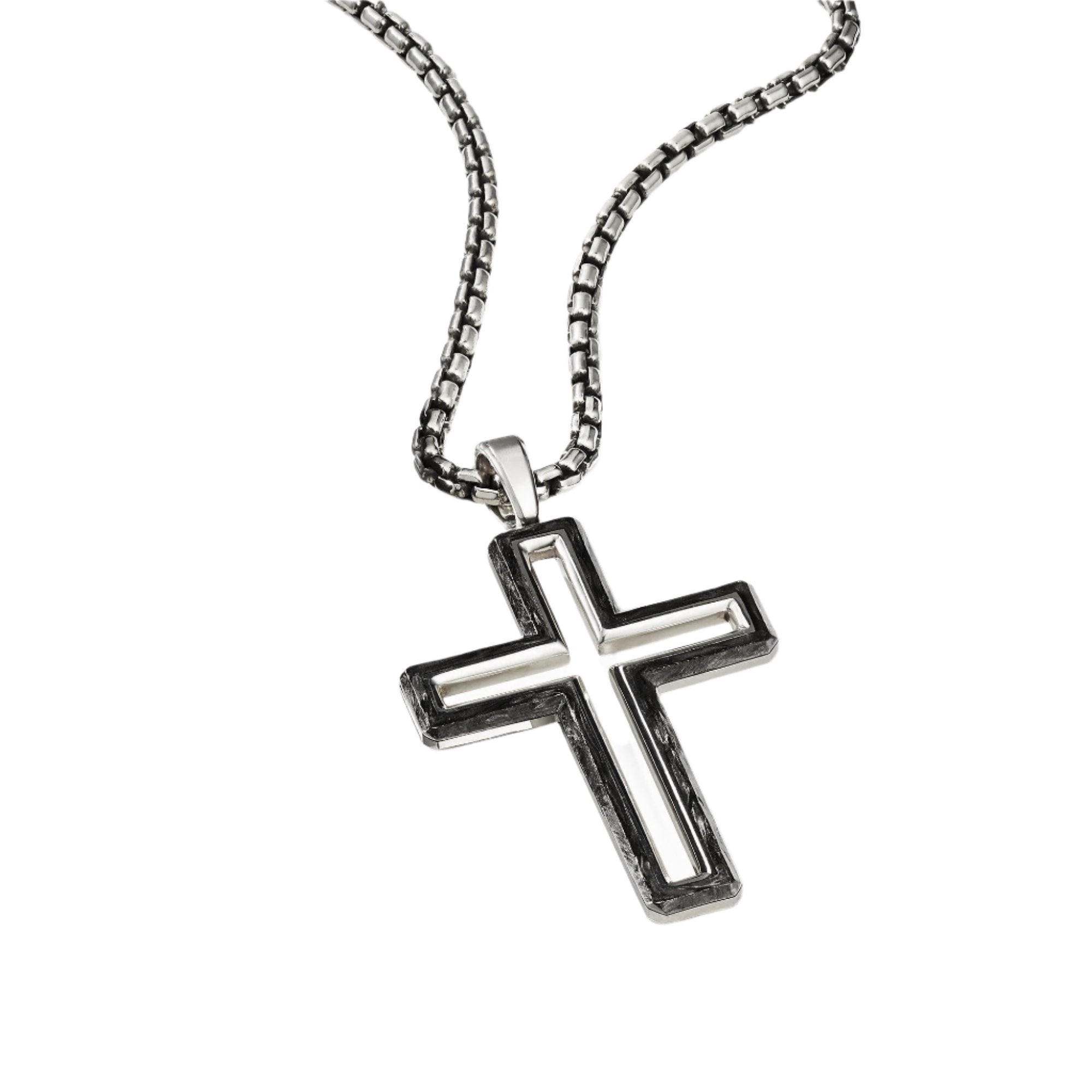 Forged Carbon Cross Pendant
