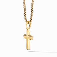 Deco Cross Pendant in 18K Yellow Gold