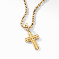 Deco Cross Pendant in 18K Yellow Gold