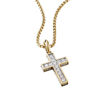 Cross Pendant in 18K Yellow Gold with Pavé Diamonds