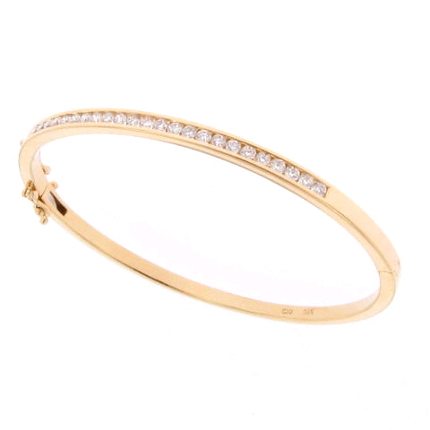 18K Yellow Gold Channel Diamond Bangle