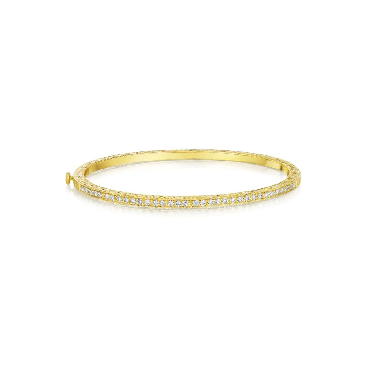 18K Yellow Gold Thin Diamond Bangle, 18K Yellow Gold Thin Diamond Bangle, Long's Jewelers