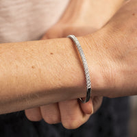 14K White Gold Diamond Bangle