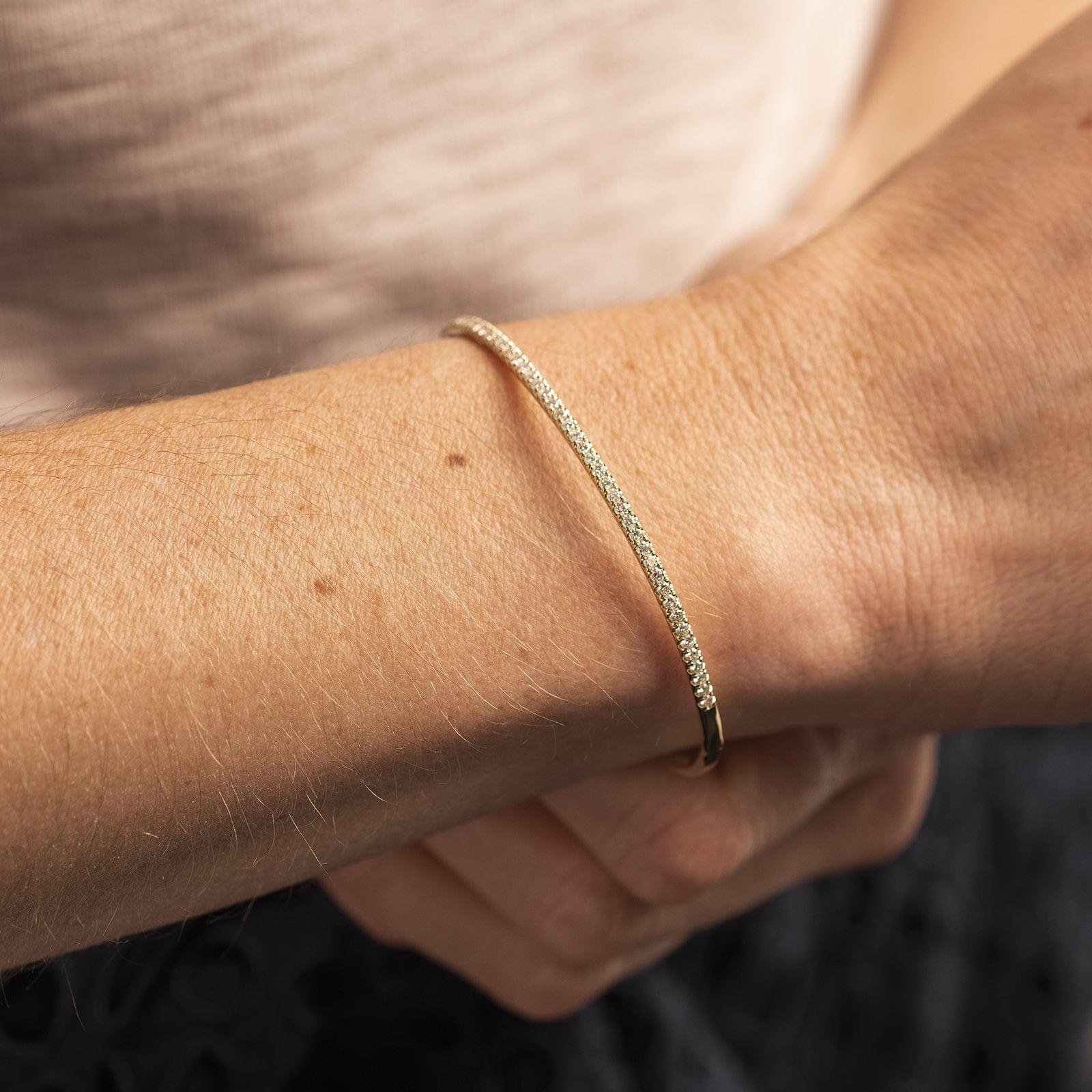 14K Yellow Gold Diamond Bangle