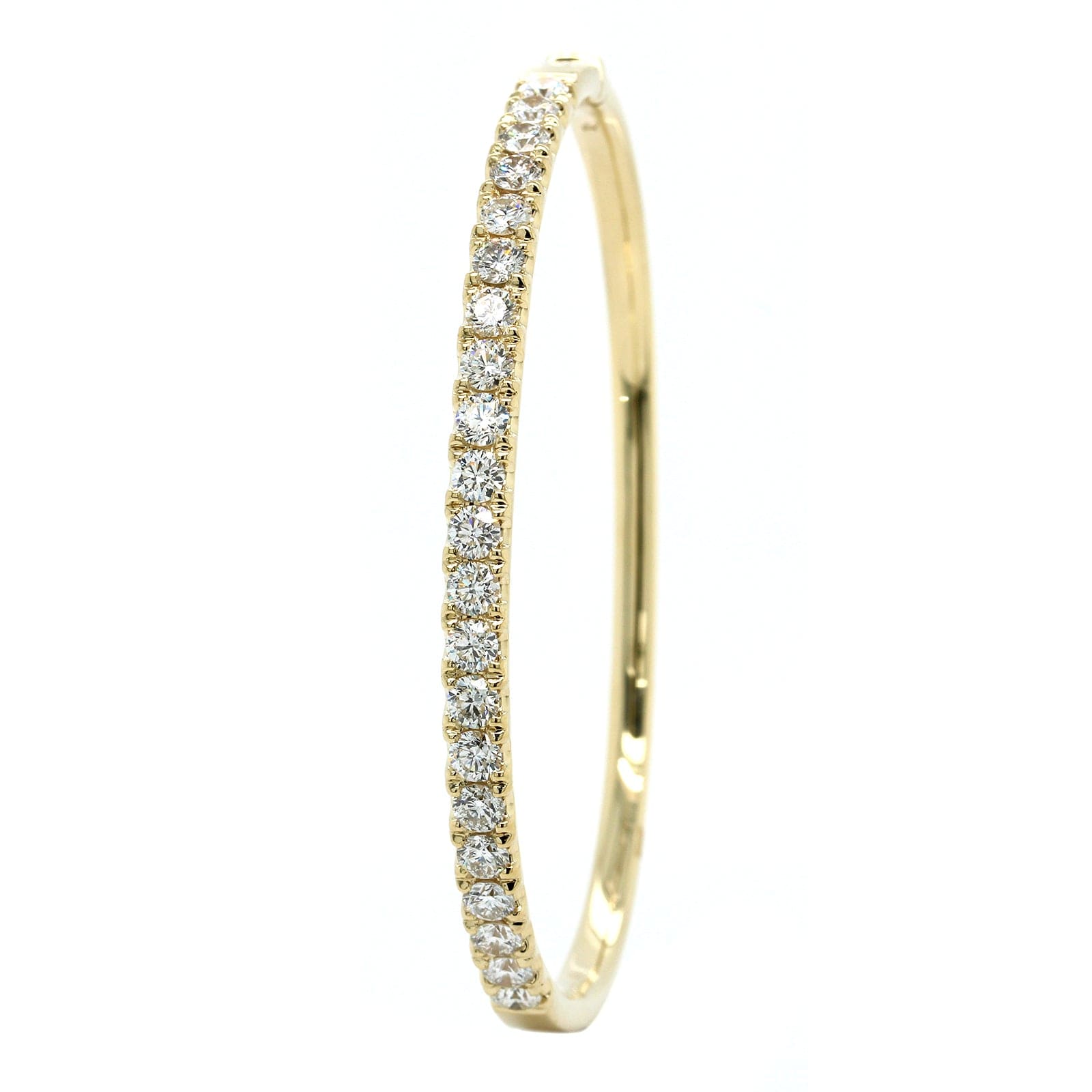 14K Yellow Gold Prong Set Diamond Bangle