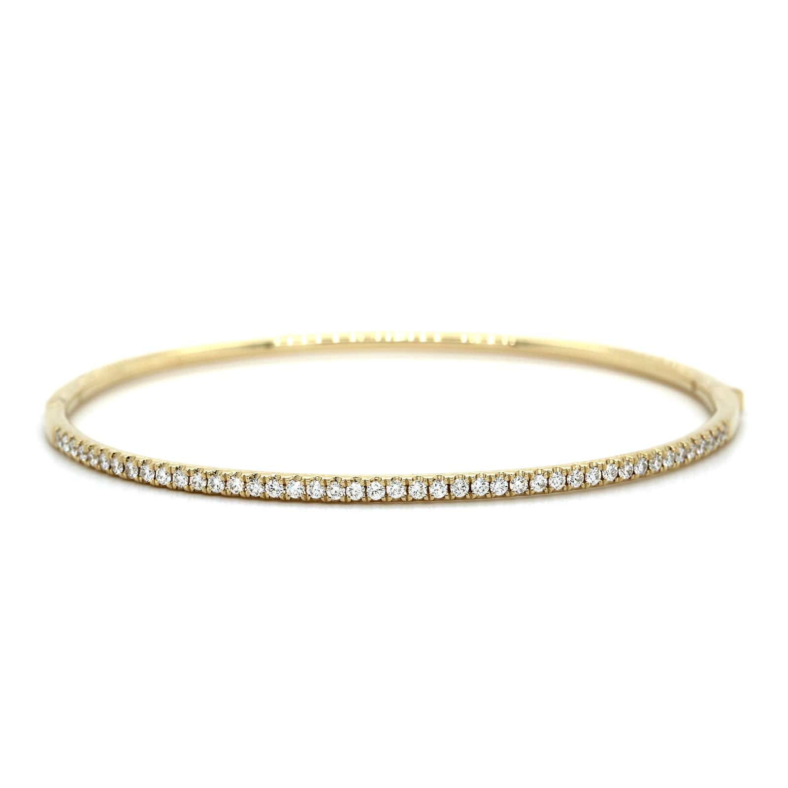 14K Yellow Gold Prong Set Diamond Bangle