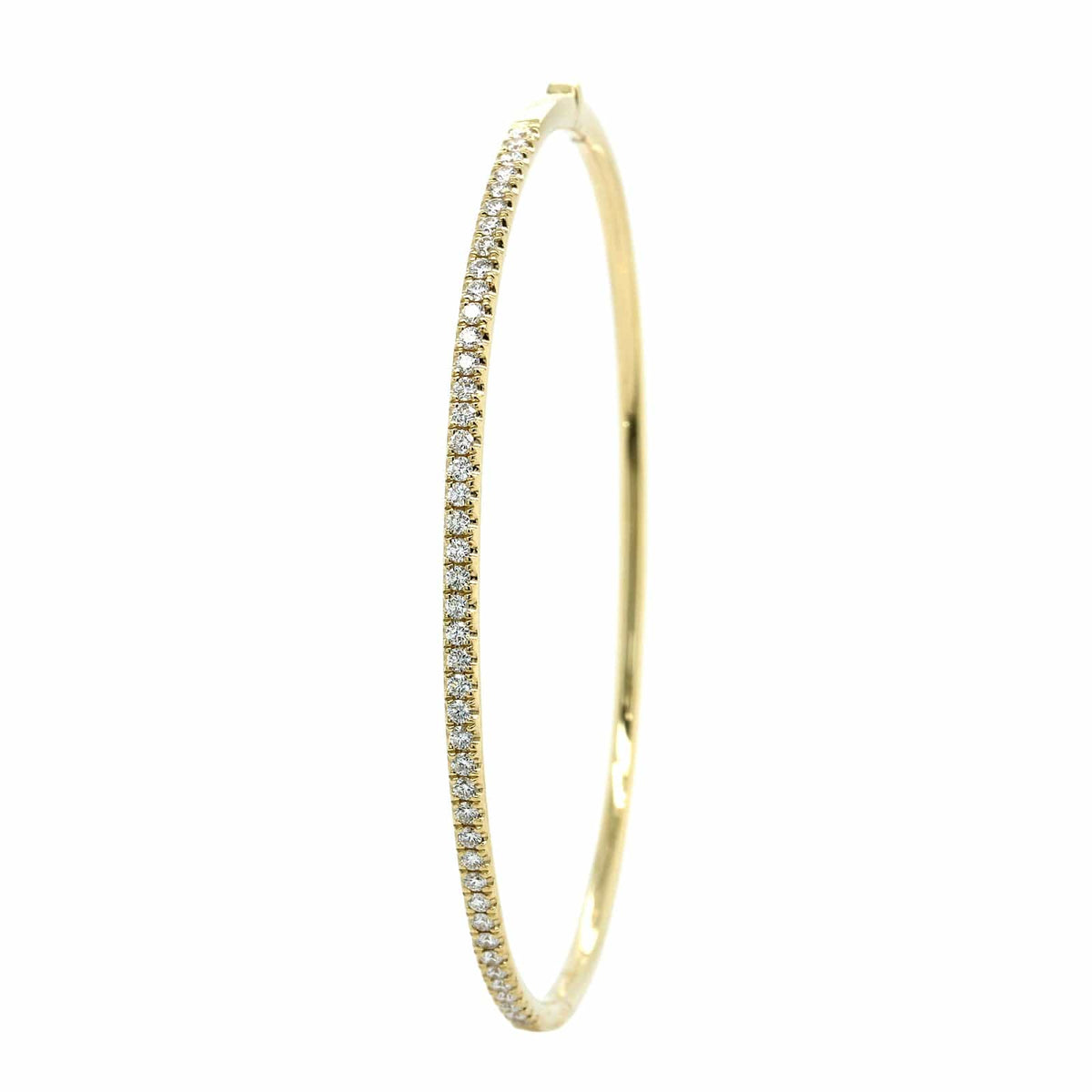 14K Yellow Gold Prong Set Diamond Bangle