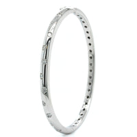 18K White Gold Burnish Set Diamond Bangle