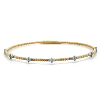 14K Yellow Gold Beaded Flex Diamond Bangle Bracelet, 14k yellow gold, Long's Jewelers