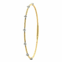 14K Yellow Gold Beaded Flex Diamond Bangle Bracelet, 14k yellow gold, Long's Jewelers