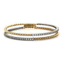 14K Yellow Gold 2 Row Beaded Diamond Bangle Bracelet, 14k yellow gold, Long's Jewelers