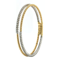 14K Yellow Gold 2 Row Beaded Diamond Bangle Bracelet, 14k yellow gold, Long's Jewelers