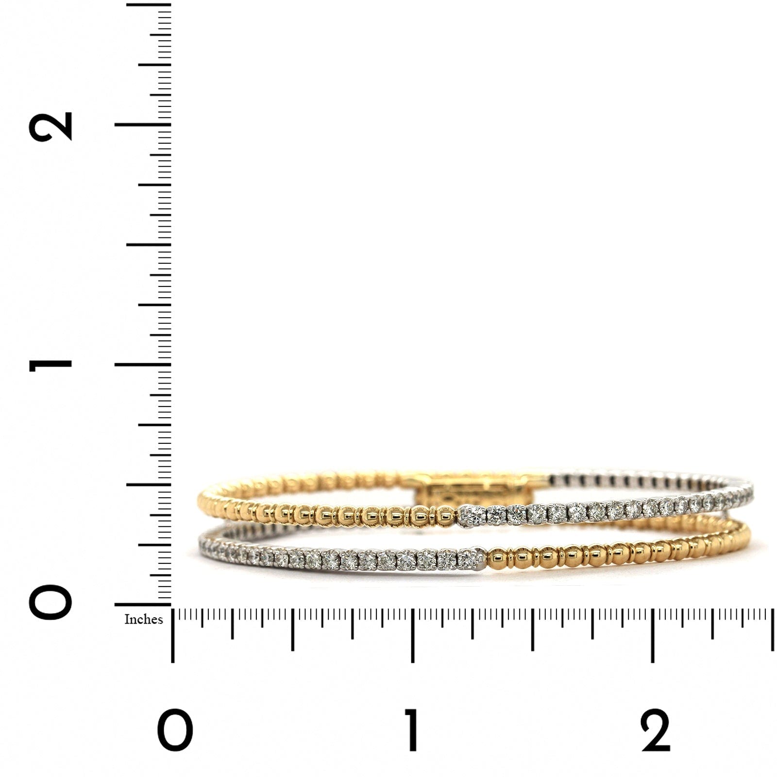 14K Yellow Gold 2 Row Beaded Diamond Bangle Bracelet, 14k yellow gold, Long's Jewelers