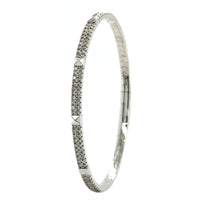 14K White Gold Flexible 2 Row Diamond Bangle Bracelet, 14k white gold, Long's Jewelers