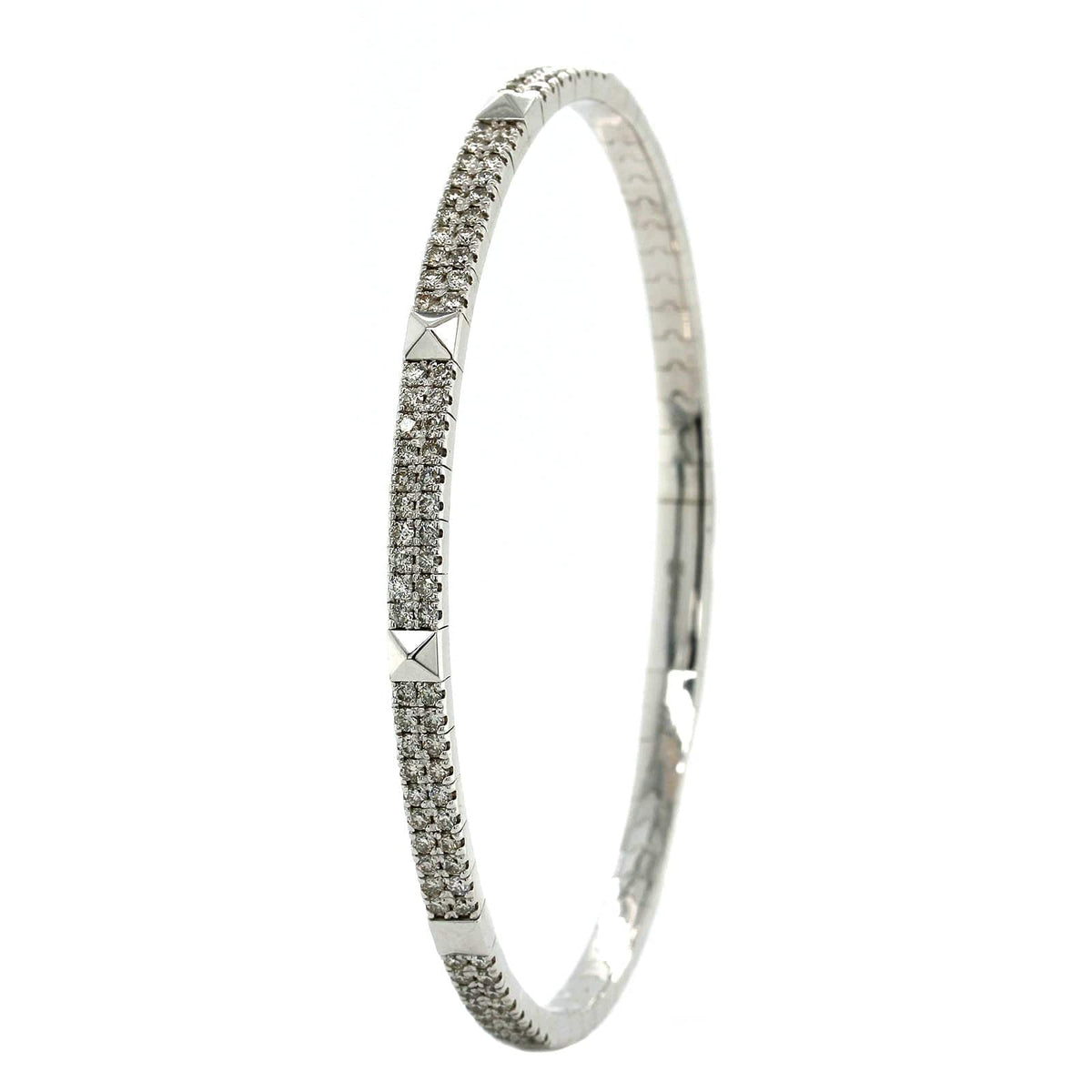 14K White Gold Flexible 2 Row Diamond Bangle Bracelet, 14k white gold, Long's Jewelers