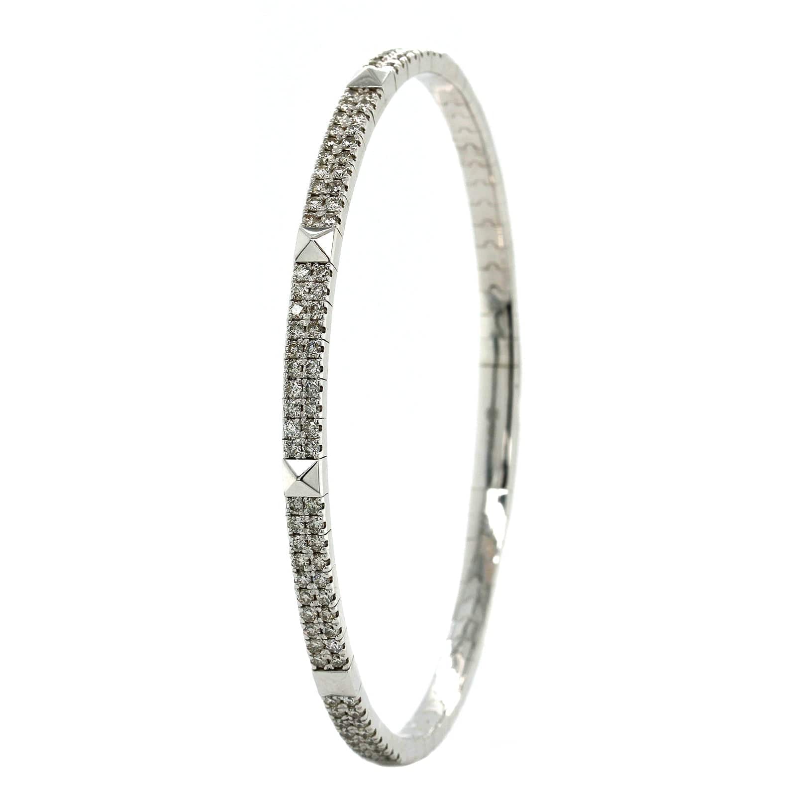 14K White Gold Flexible 2 Row Diamond Bangle Bracelet, 14k white gold, Long's Jewelers