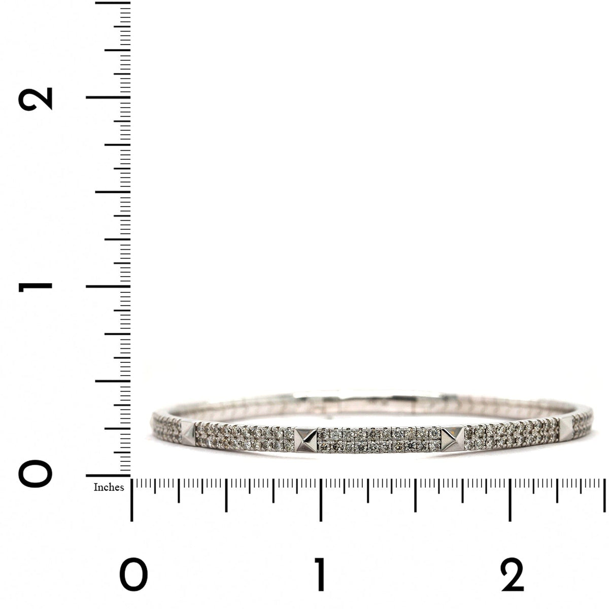 14K White Gold Flexible 2 Row Diamond Bangle Bracelet, 14k white gold, Long's Jewelers