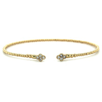 14K Yellow Gold Flexible Pave Diamond Clover Cuff Bracelet, 14k yellow gold, Long's Jewelers