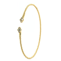 14K Yellow Gold Flexible Pave Diamond Clover Cuff Bracelet, 14k yellow gold, Long's Jewelers