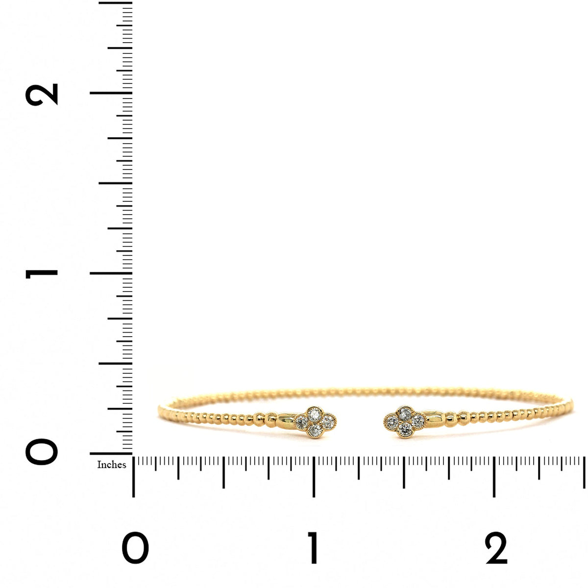 14K Yellow Gold Flexible Pave Diamond Clover Cuff Bracelet, 14k yellow gold, Long's Jewelers