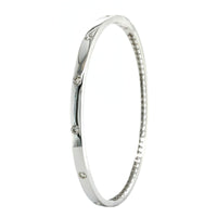14K White Gold Burnished Set Diamond Bangle Bracelet, 14k white gold, Long's Jewelers
