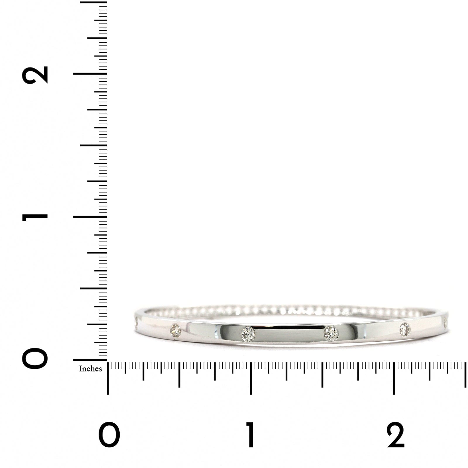14K White Gold Burnished Set Diamond Bangle Bracelet, 14k white gold, Long's Jewelers