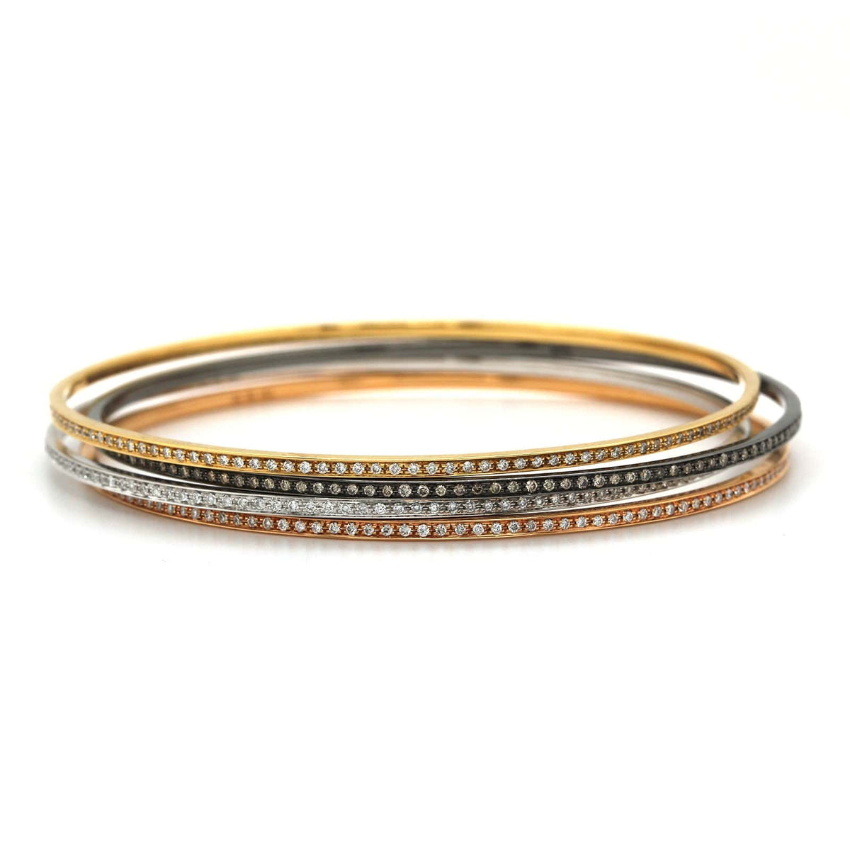 18K White, Yellow, Rose and Blacken Gold 4 Diamond Bangle Bracelet, Long's Jewelers