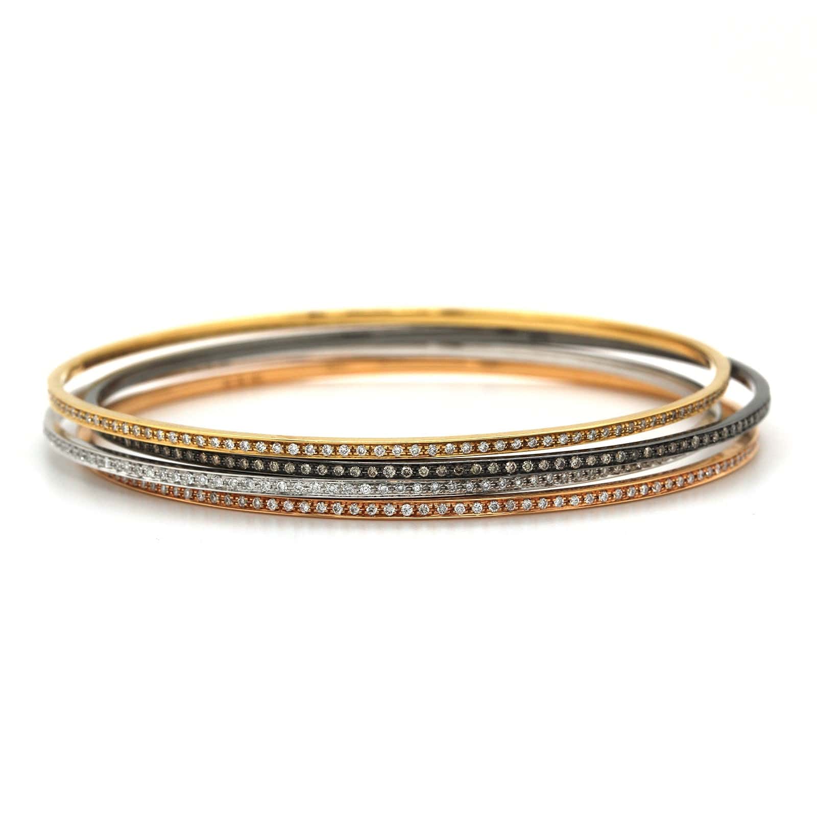 18K White, Yellow, Rose and Blacken Gold 4 Diamond Bangle Bracelet, Long's Jewelers
