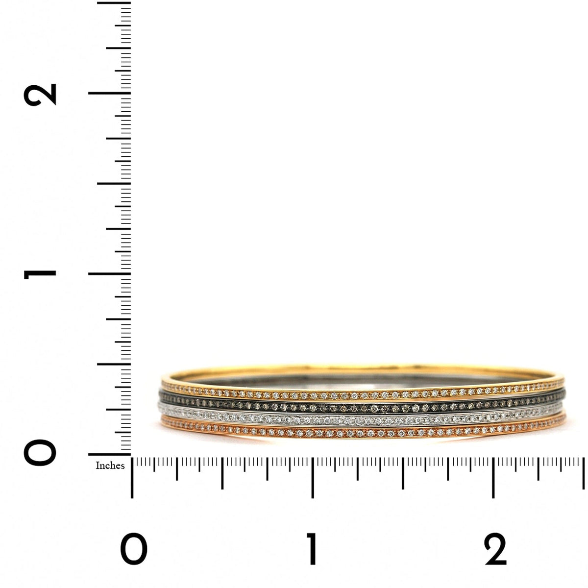 18K White, Yellow, Rose and Blacken Gold 4 Diamond Bangle Bracelet, Long's Jewelers