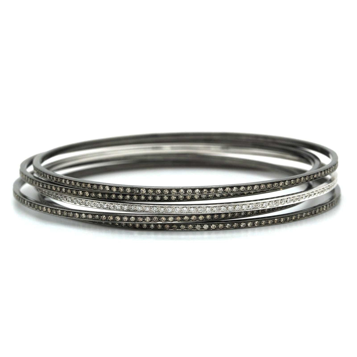 18K White and Blacken Gold 5 Diamond Bangle Bracelet, Long's Jewelers