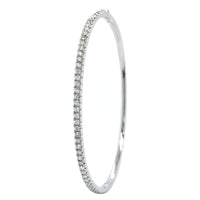 14K White Gold Prong Set Diamond Bangle