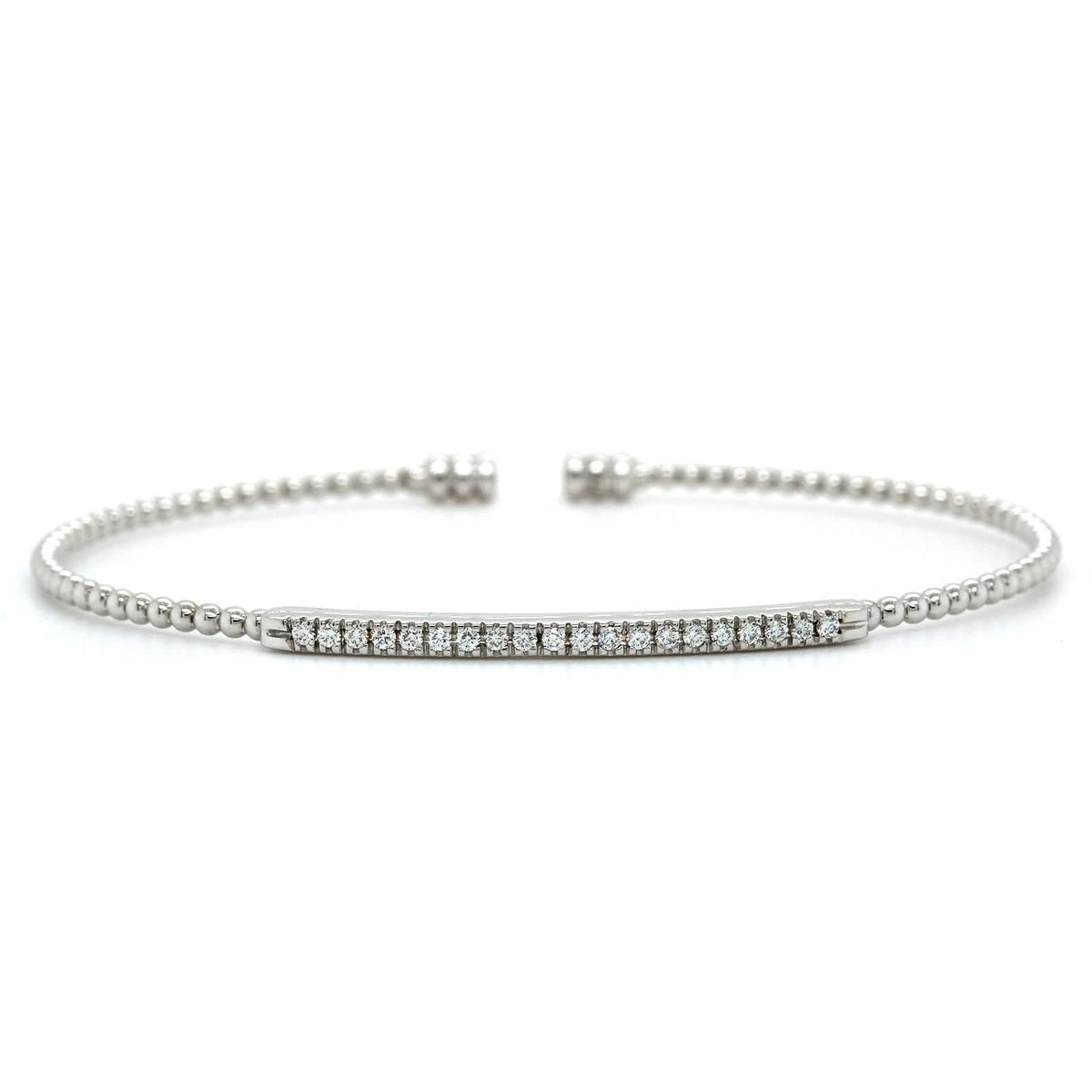 18K White Gold Diamond Flex Cuff Bracelet, 18k white gold, Long's Jewelers