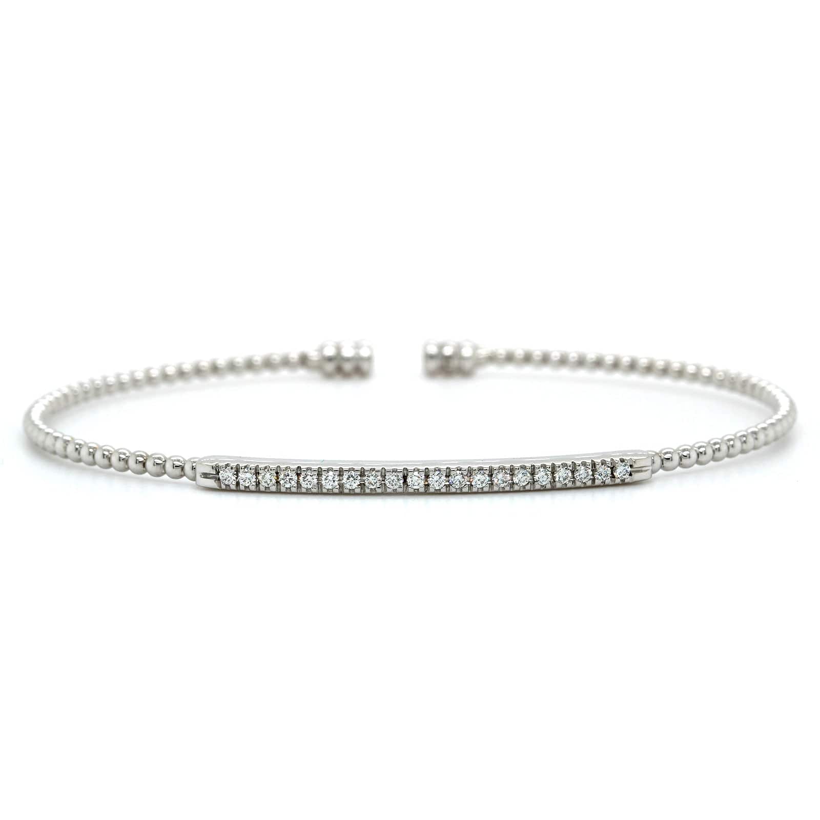 18K White Gold Diamond Flex Cuff Bracelet, 18k white gold, Long's Jewelers