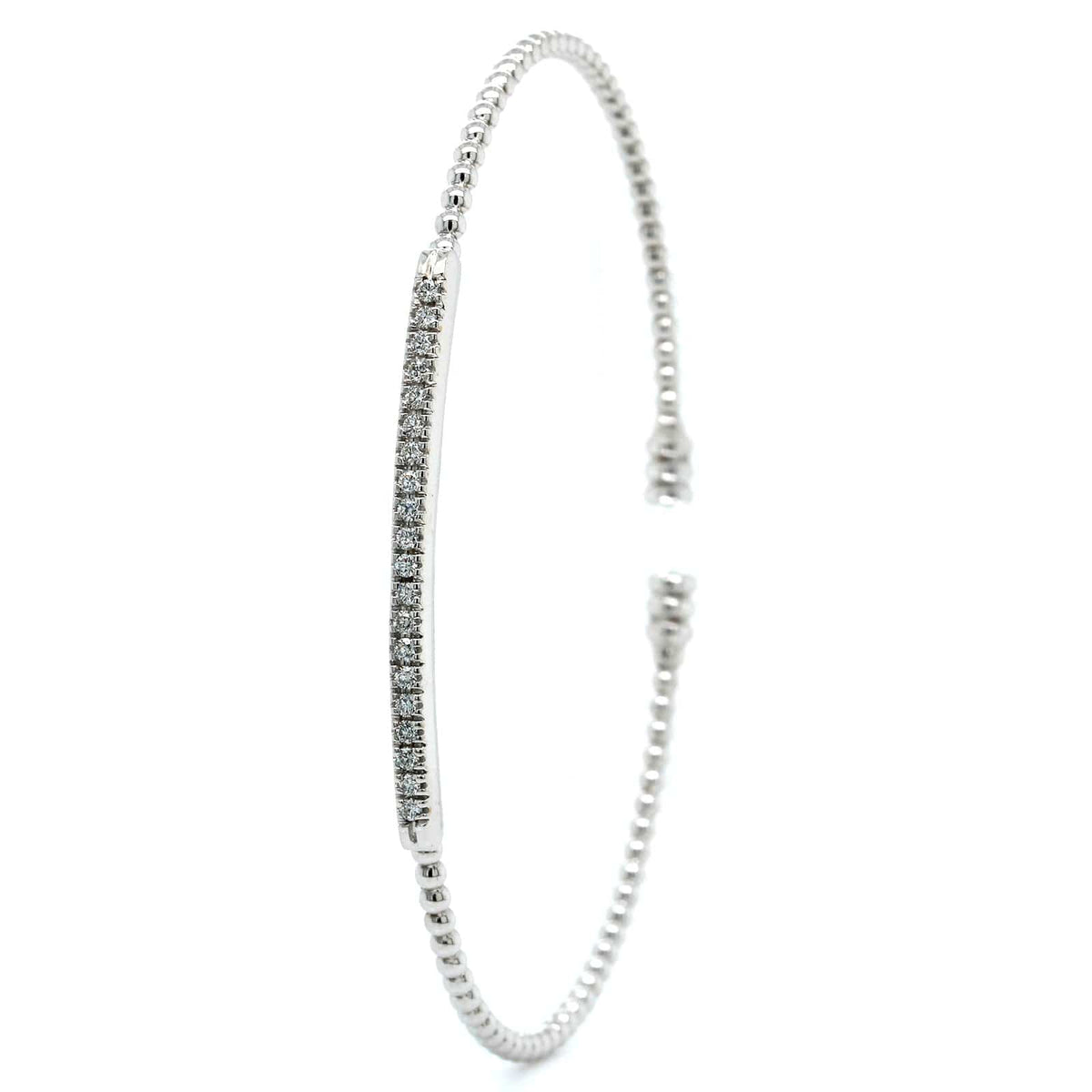 18K White Gold Diamond Flex Cuff Bracelet, 18k white gold, Long's Jewelers