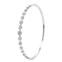 14K White Gold Graduated Diamond Station Bangle
