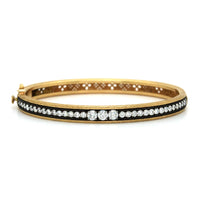 18K Yellow Gold Clover Diamond Bangle