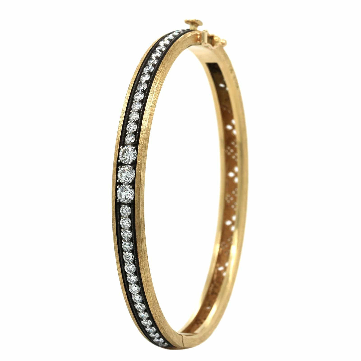 18K Yellow Gold Clover Diamond Bangle