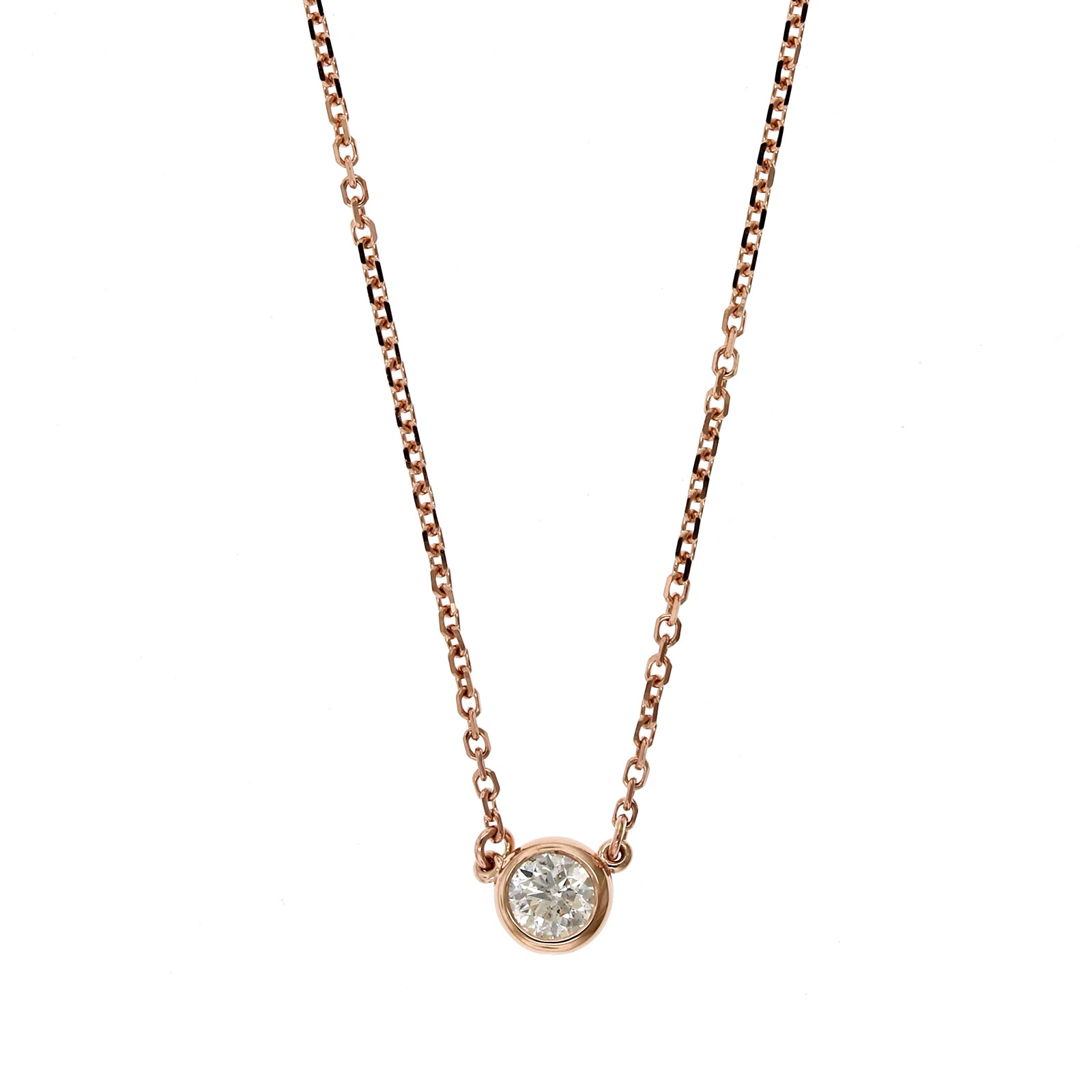 14K Rose Gold Diamond Bezel Necklace