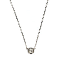 14K White Gold Diamond Bezel Necklace