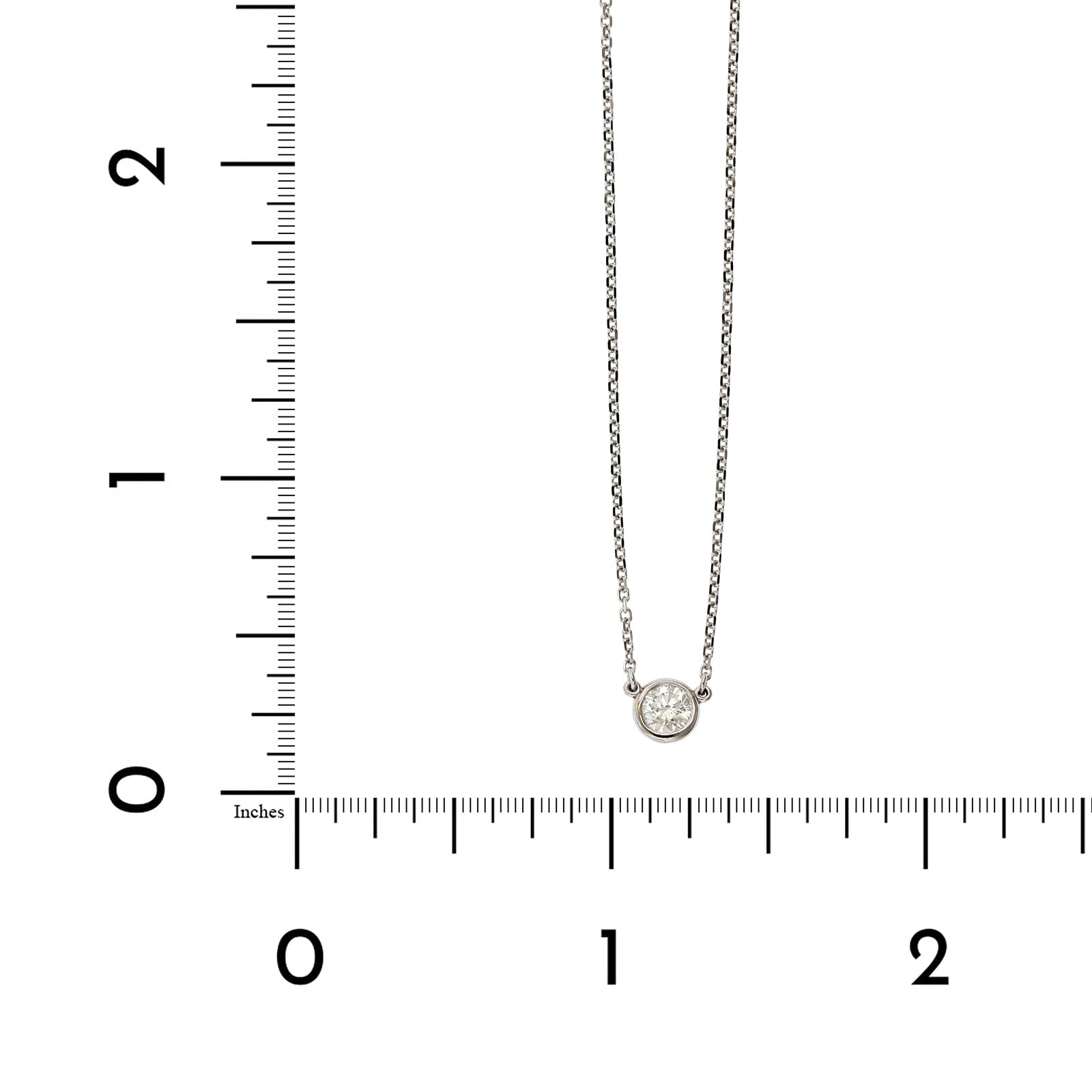 14K White Gold Diamond Bezel Necklace