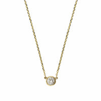 14K Yellow Gold Diamond Bezel Necklace