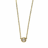 14K Yellow Gold Diamond Bezel Necklace