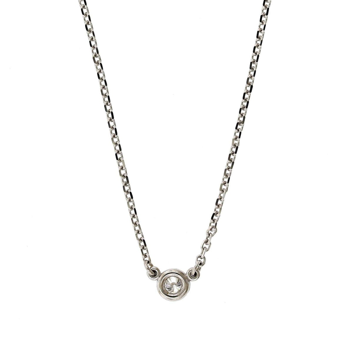 14K White Gold Diamond Bezel Necklace